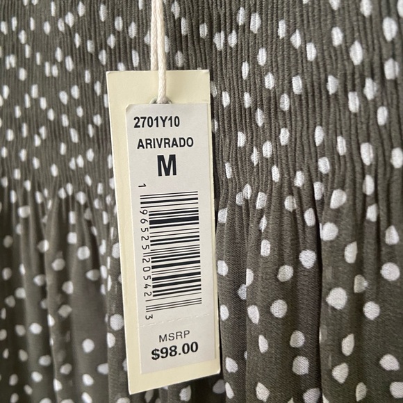 NWT Max Studio Green and White Polka Dot Gathered waist Skirt - Medium - Picture 6 of 6